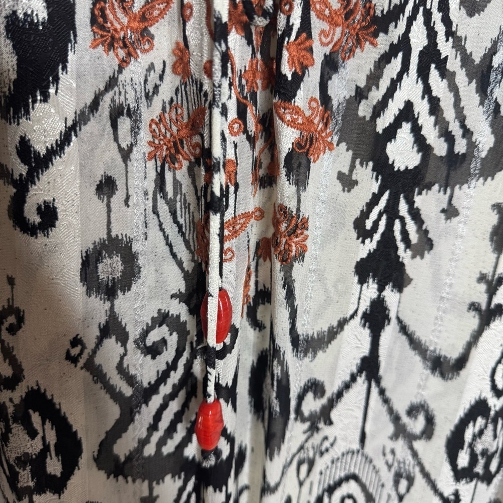 Zara Embroidered Ikat Print Midi Caftan Dress Small NWT - Picture 5 of 15